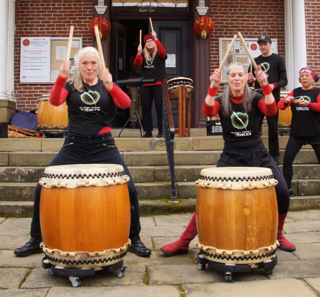 Taiko drummers performing at Jacksonville’s Lunar New Year Celebration.